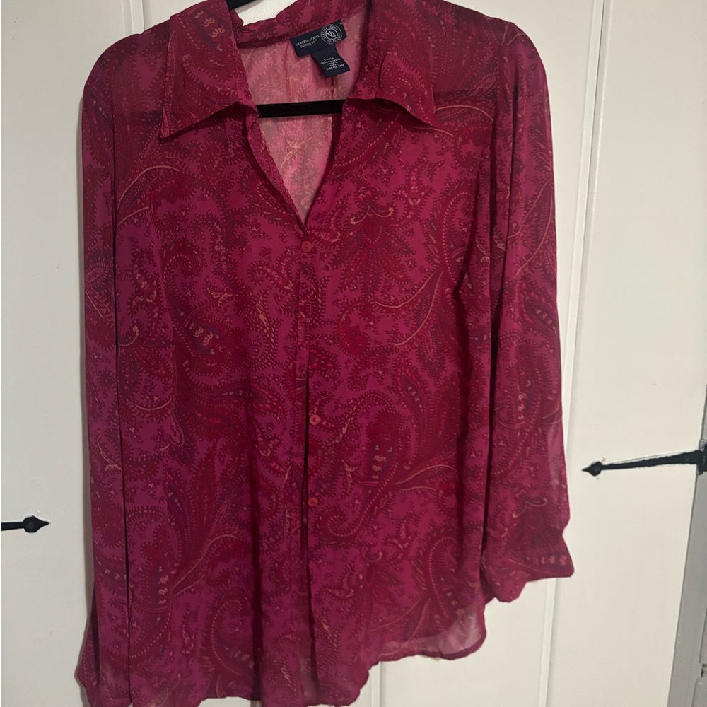 Elegant Red Paisley Blouse